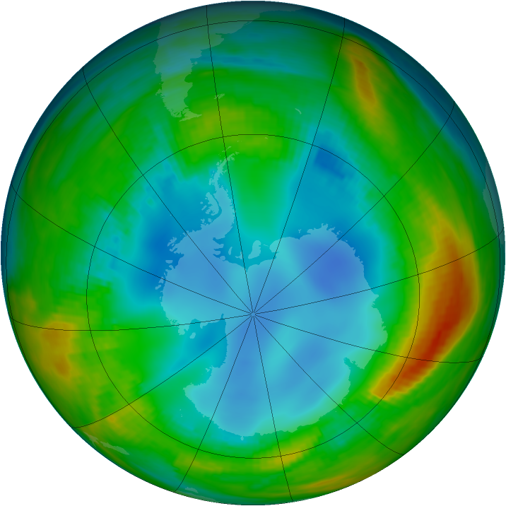 Antarctic ozone map for 29 July 1986